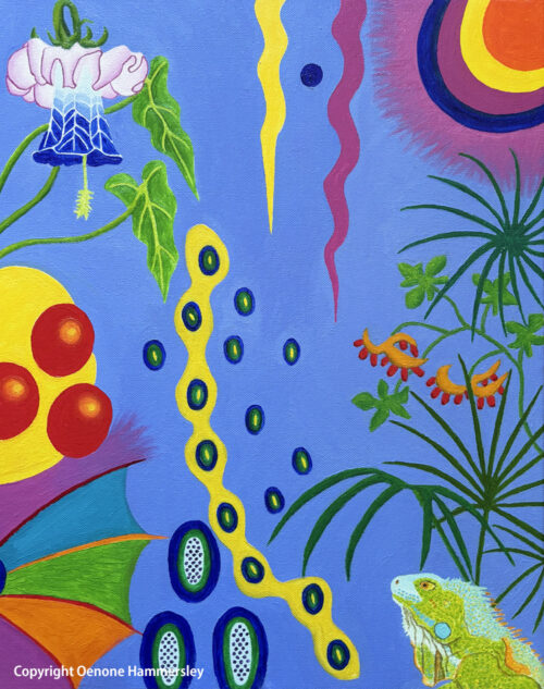 TROPICAL GARDEN WITH IGUANA