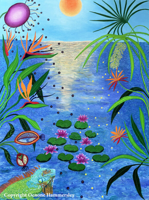 TROPICAL WATERGARDEN WITH IGUANA